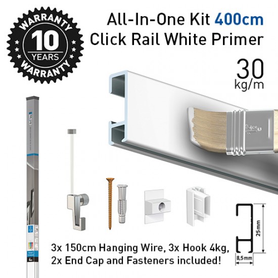 Artiteq Click Rail White Primer ALL-IN-ONE Kit 400cm