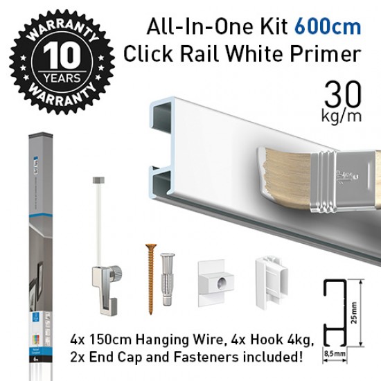 Artiteq Click Rail White Primer ALL-IN-ONE Kit 600cm