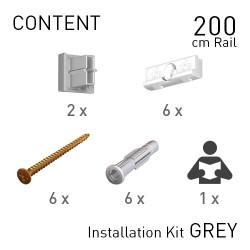 Fastener Kit Contour Rail 200cm Grey