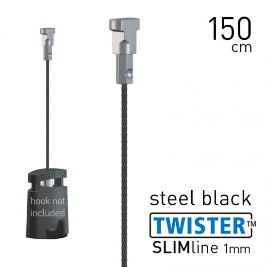 Artiteq Twister Slimline 1mm Black Steel 150cm